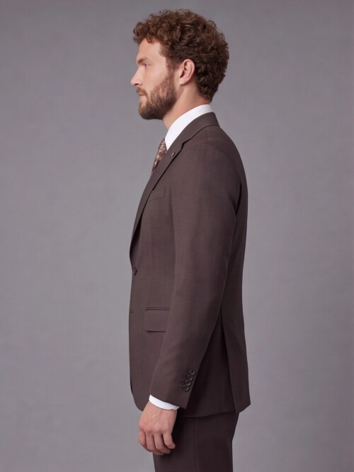 Dark Brown Slim Fit Mono Collar 2-Button Suit