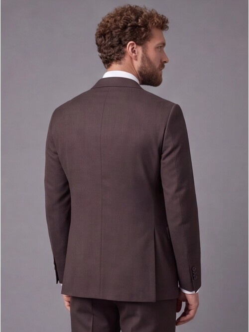 Dark Brown Slim Fit Mono Collar 2-Button Suit