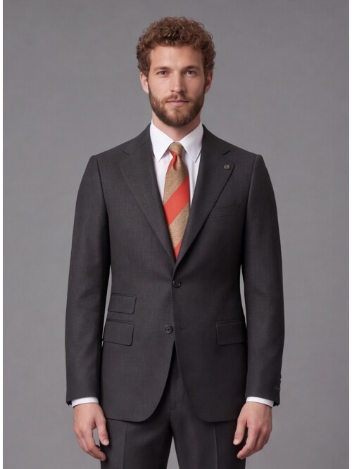 Dark Brown Slim Fit Mono Collar 2-Button Suit