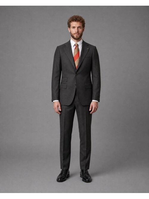 Dark Brown Slim Fit Mono Collar 2-Button Suit