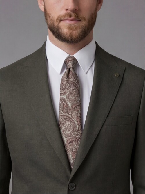 Dark Green Peak Lapel Comfort Fit Mens Suit