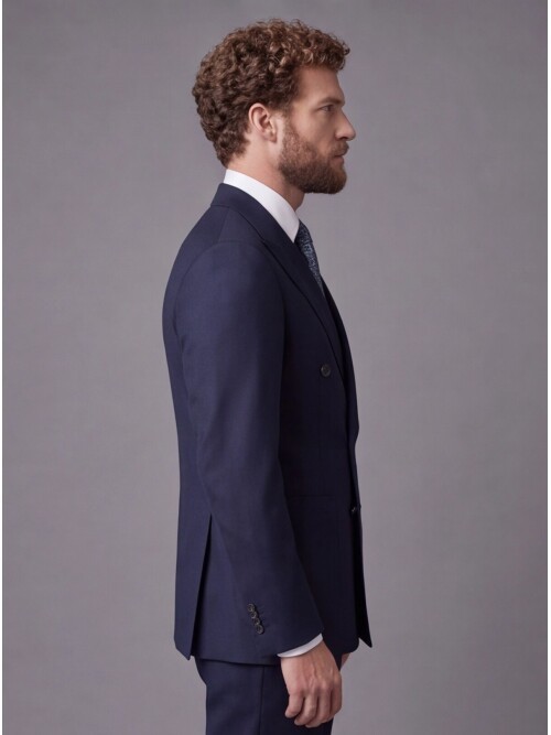Navy Blue Comfort Fit Double-Breasted Suit