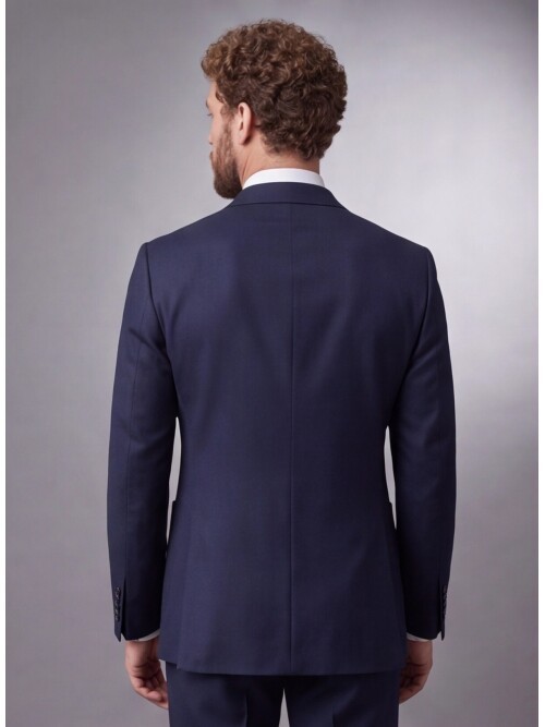 Navy Blue Comfort Fit Double-Breasted Suit