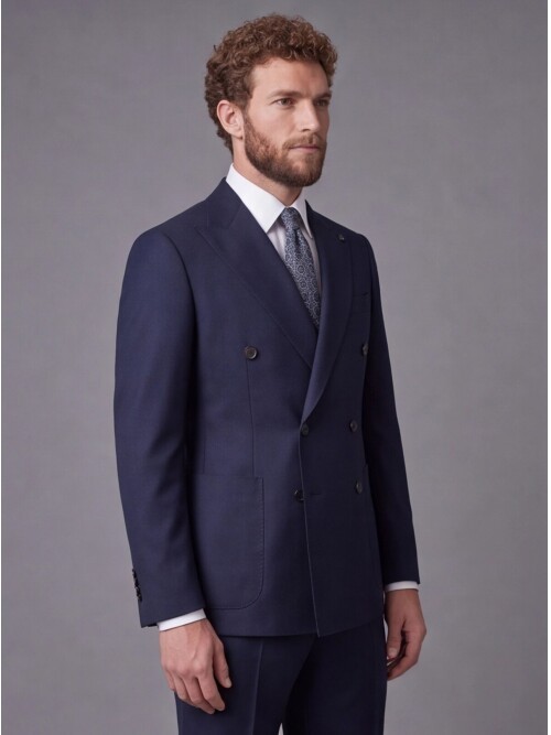 Navy Blue Comfort Fit Double-Breasted Suit