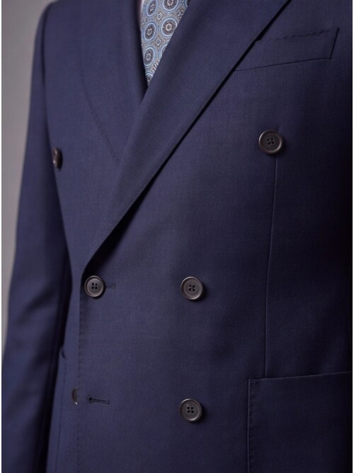 Navy Blue Comfort Fit Double-Breasted Suit