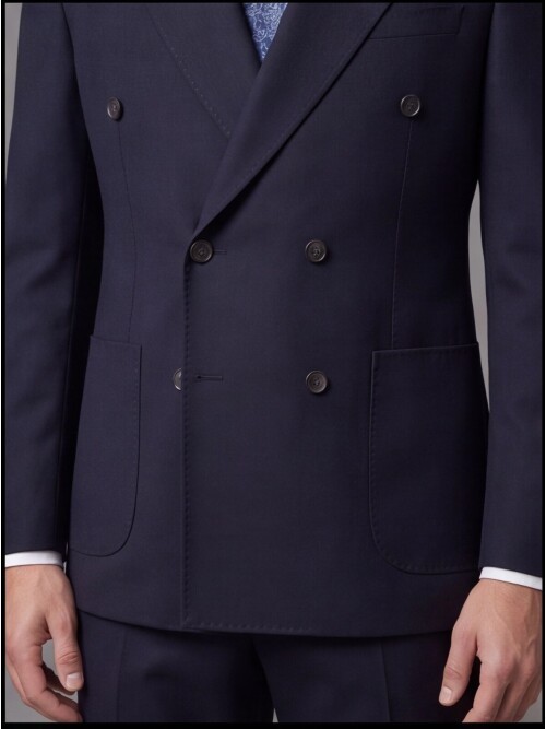 Navy Blue Comfort Fit Double-Breasted Suit