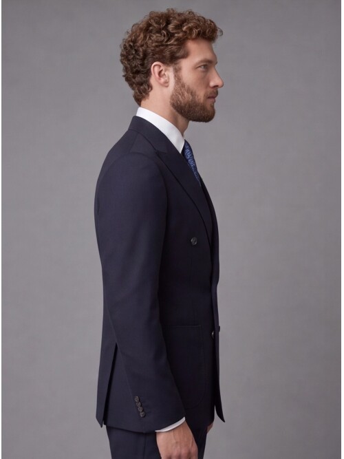 Navy Blue Comfort Fit Double-Breasted Suit
