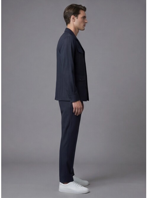 Lacivert Comfort Fit Safari Spor Takım Elbise