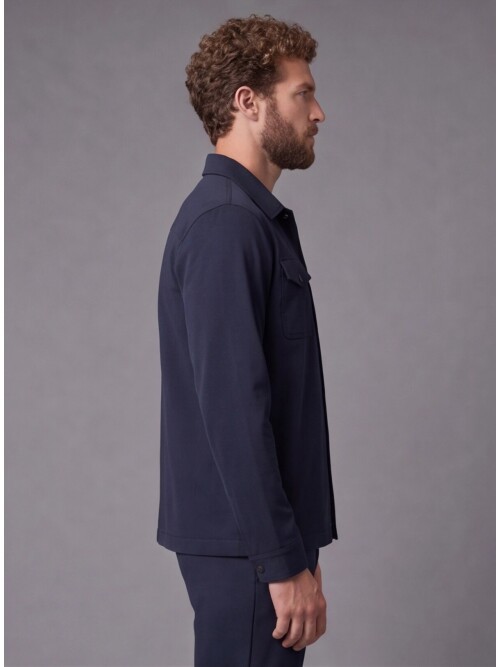 Navy Blue Shirt Collar Sport Suit