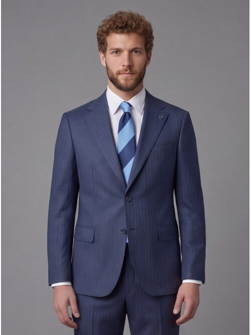 Navy Blue Notch Lapel Comfort Fit Suit