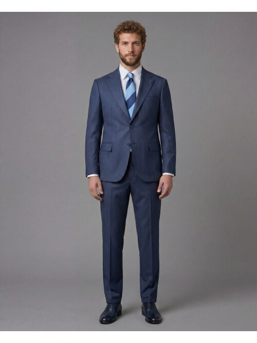 Navy Blue Notch Lapel Comfort Fit Suit
