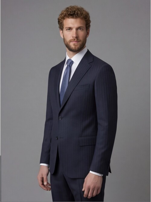 Navy Blue Notch Lapel Comfort Fit Suit