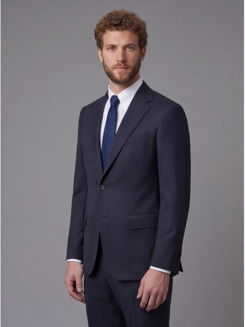 Navy Blue Notch Lapel Comfort Fit Suit