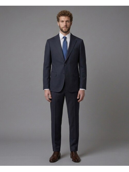 Navy Blue Notch Lapel Comfort Fit Suit