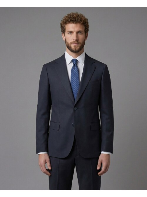 Navy Blue Notch Lapel Comfort Fit Suit