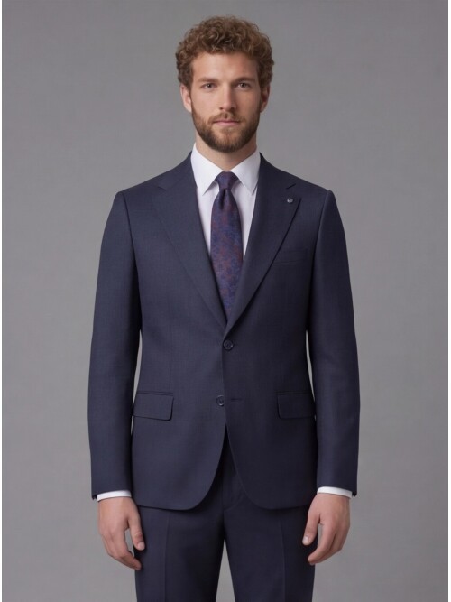 Navy Blue Notch Lapel Comfort Fit Suit