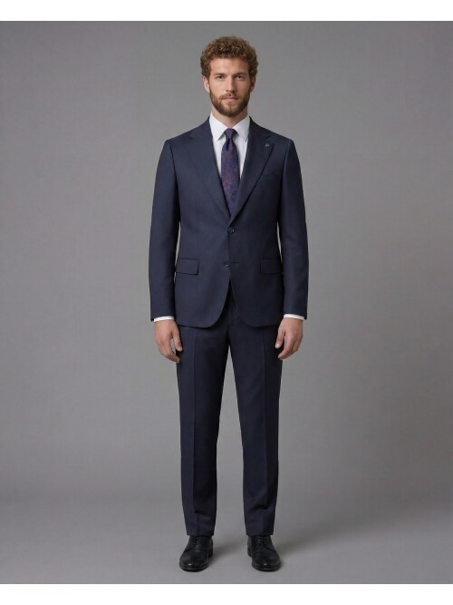 Navy Blue Notch Lapel Comfort Fit Suit