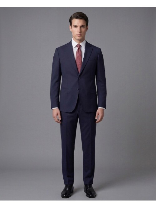 Navy Blue Notch Lapel Comfort Fit Performance Suit