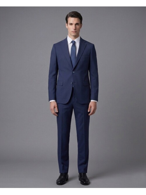 Navy Blue Notch Lapel Comfort Fit Performance Suit