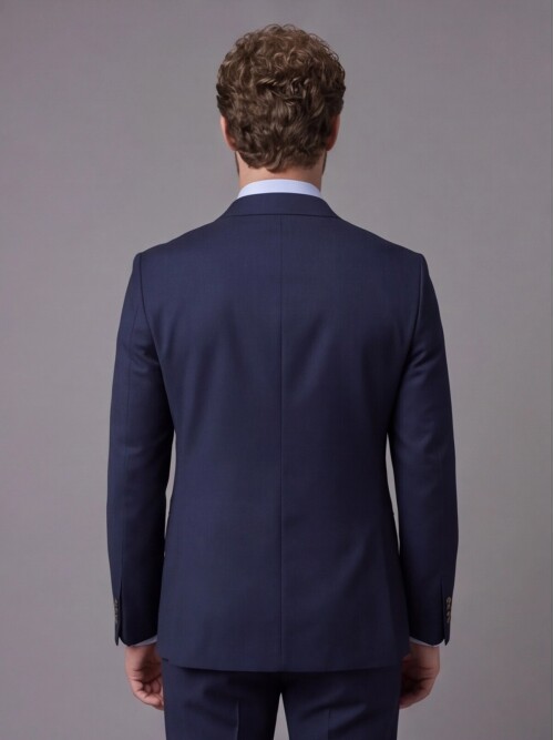 Lacivert Mono Yaka Slim Fit 2 Düğmeli Takım Elbise