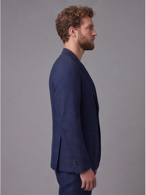 Lacivert Mono Yaka Slim Fit Torba Cep 2 Düğme Takım Elbise