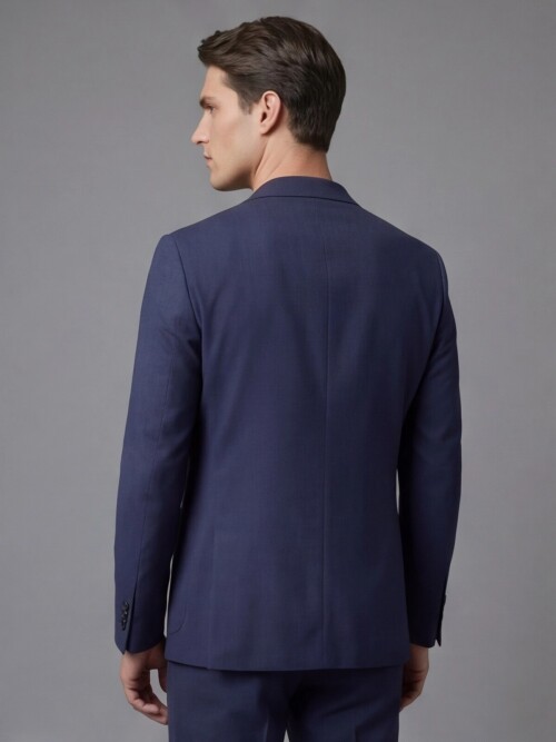 Navy Blue Notch Lapel Suit with Patch Pockets