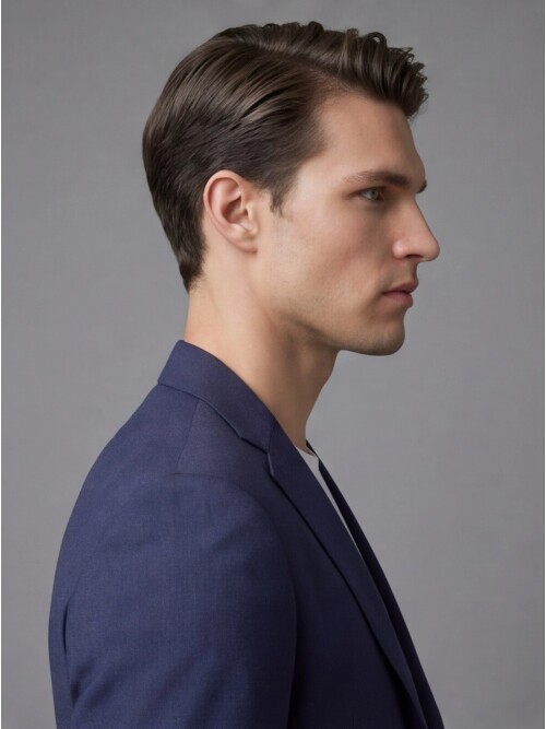 Navy Blue Notch Lapel Suit with Patch Pockets