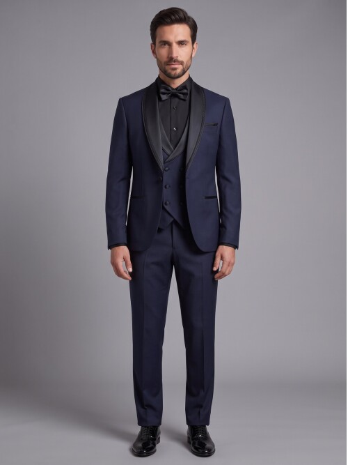 Navy Blue Shawl Lapel Tuxedo
