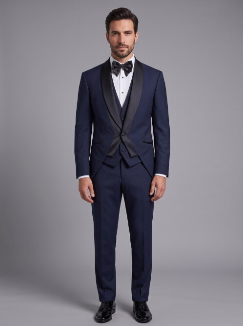Navy Blue Shawl Lapel Tuxedo