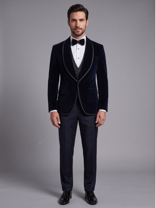 Navy Blue Shawl Lapel Tuxedo