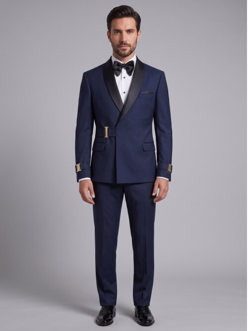 Navy Blue Shawl Lapel Tuxedo