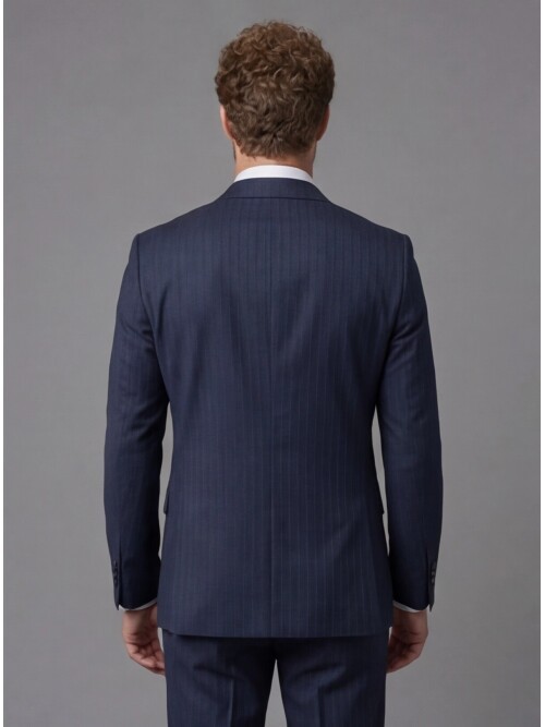 Navy Blue Peak Lapel Comfort Fit Mens Suit