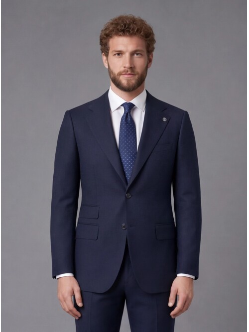 Navy Blue Slim Fit Notch Lapel 2-Button Suit