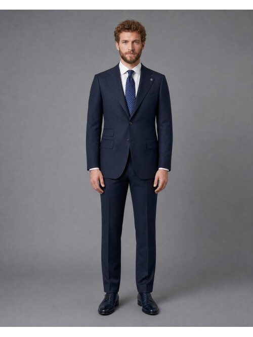 Navy Blue Slim Fit Notch Lapel 2-Button Suit