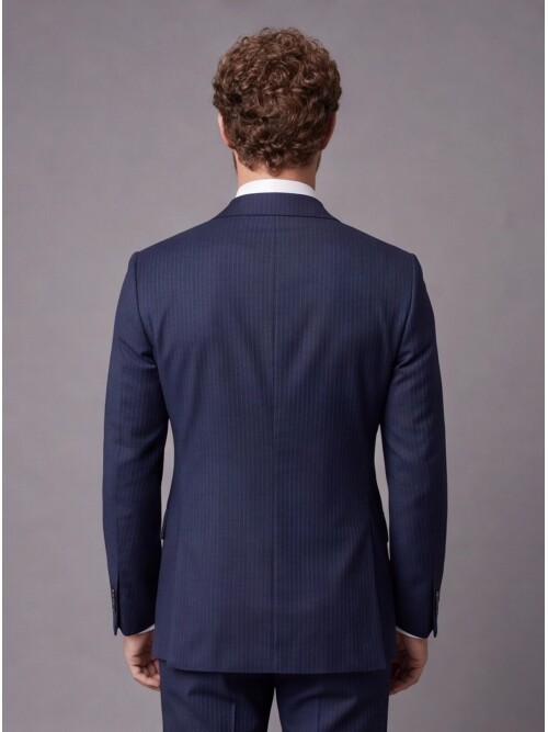Navy Blue Slim Fit Mono Collar 2-Button Suit