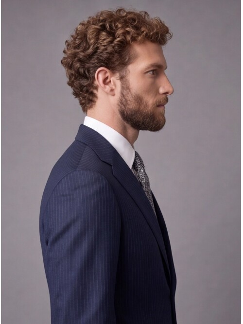 Navy Blue Slim Fit Mono Collar 2-Button Suit