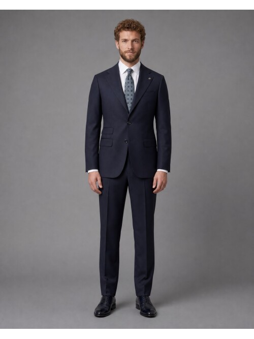 Navy Blue Slim Fit Mono Collar 2-Button Suit