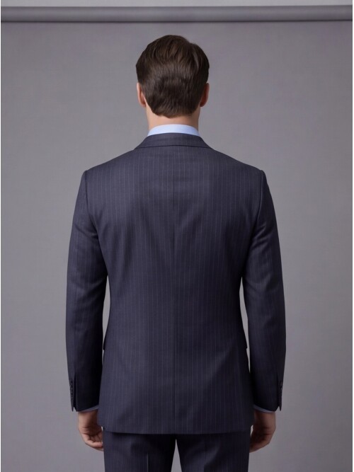 Lacivert Yünlü Mono Yaka Regular Fit 2 Düğme Takım Elbise