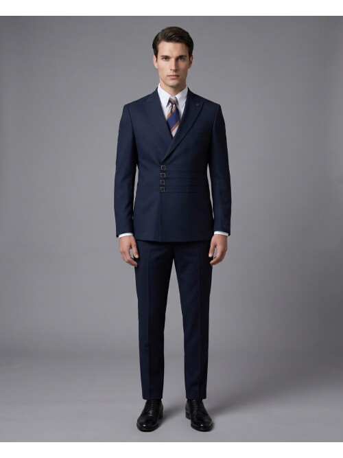 Laicvert Slim Fit Sivri Yaka Kruvaze Takım Elbise