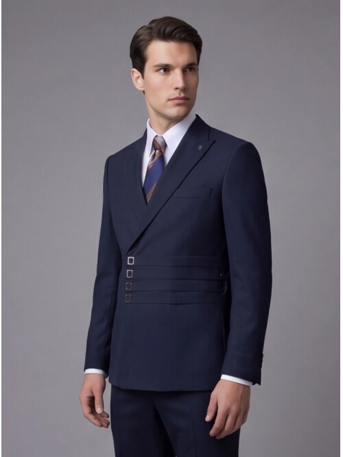 Laicvert Slim Fit Sivri Yaka Kruvaze Takım Elbise