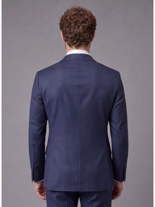 Blue Striped Slim Fit Mono Collar 2-Button Suit
