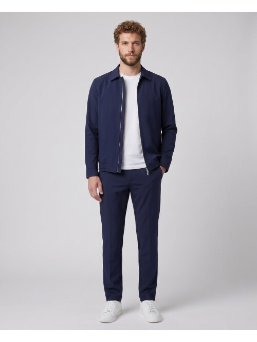 Mavi Gömlek Yaka Fermuarlı Spor Takım Elbise