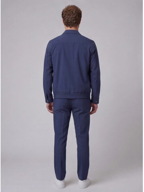 Mavi Gömlek Yaka Fermuarlı Spor Takım Elbise