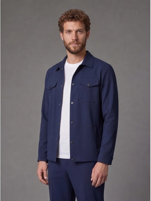 Blue Shirt Collar Sport Suit