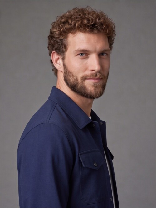 Blue Shirt Collar Sport Suit