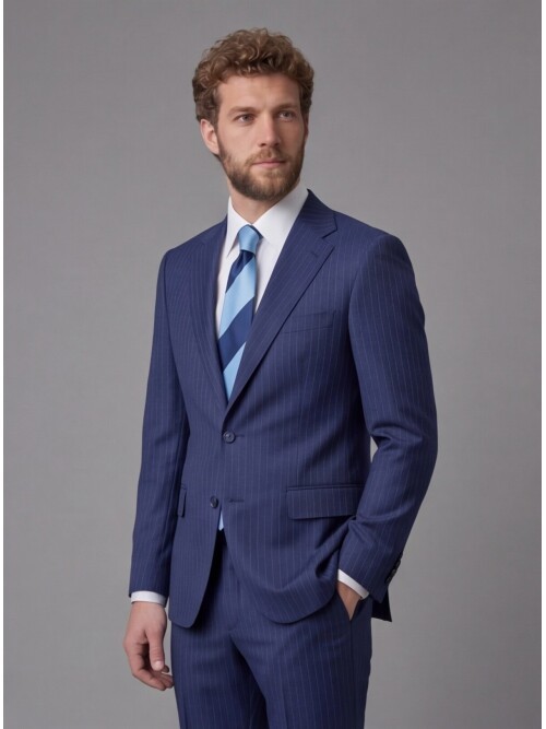 Blue Notch Lapel Comfort Fit Suit