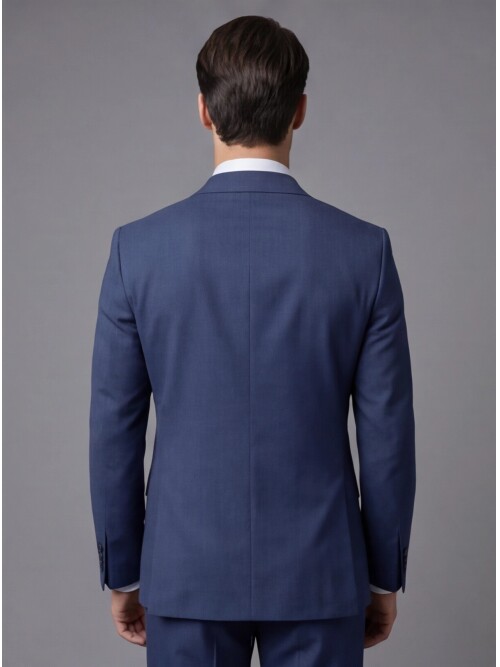 Mavi Mono Yaka İki Düğmeli Slim Fit Takım Elbise