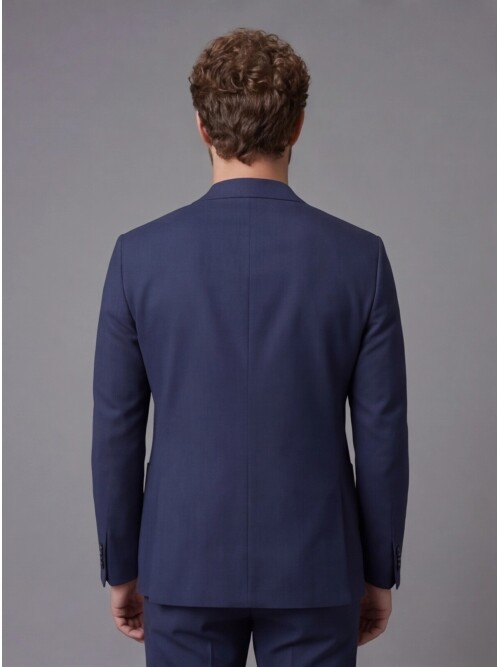 Blue Notch Lapel Comfort Fit Suit with Patch Pockets