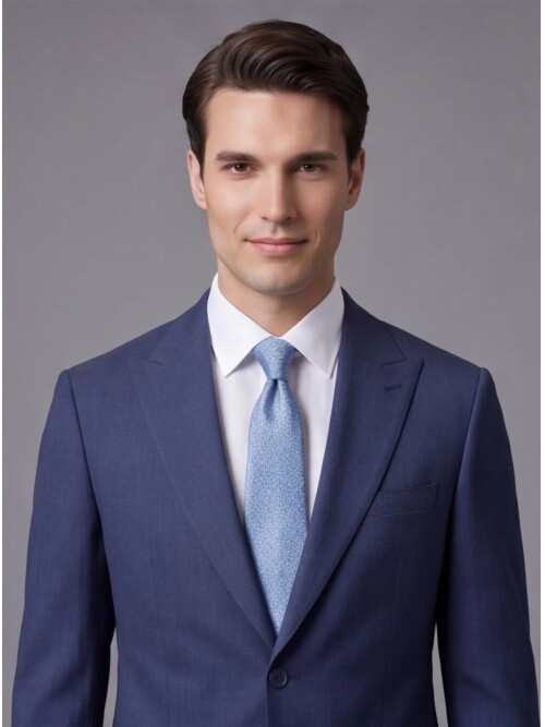 Mavi Sivri Yaka İki Düğmeli Slim Fit Takım Elbise