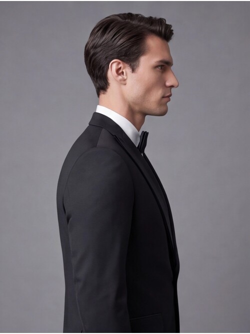 Black Detachable Peak Lapel Slim Fit Tuxedo